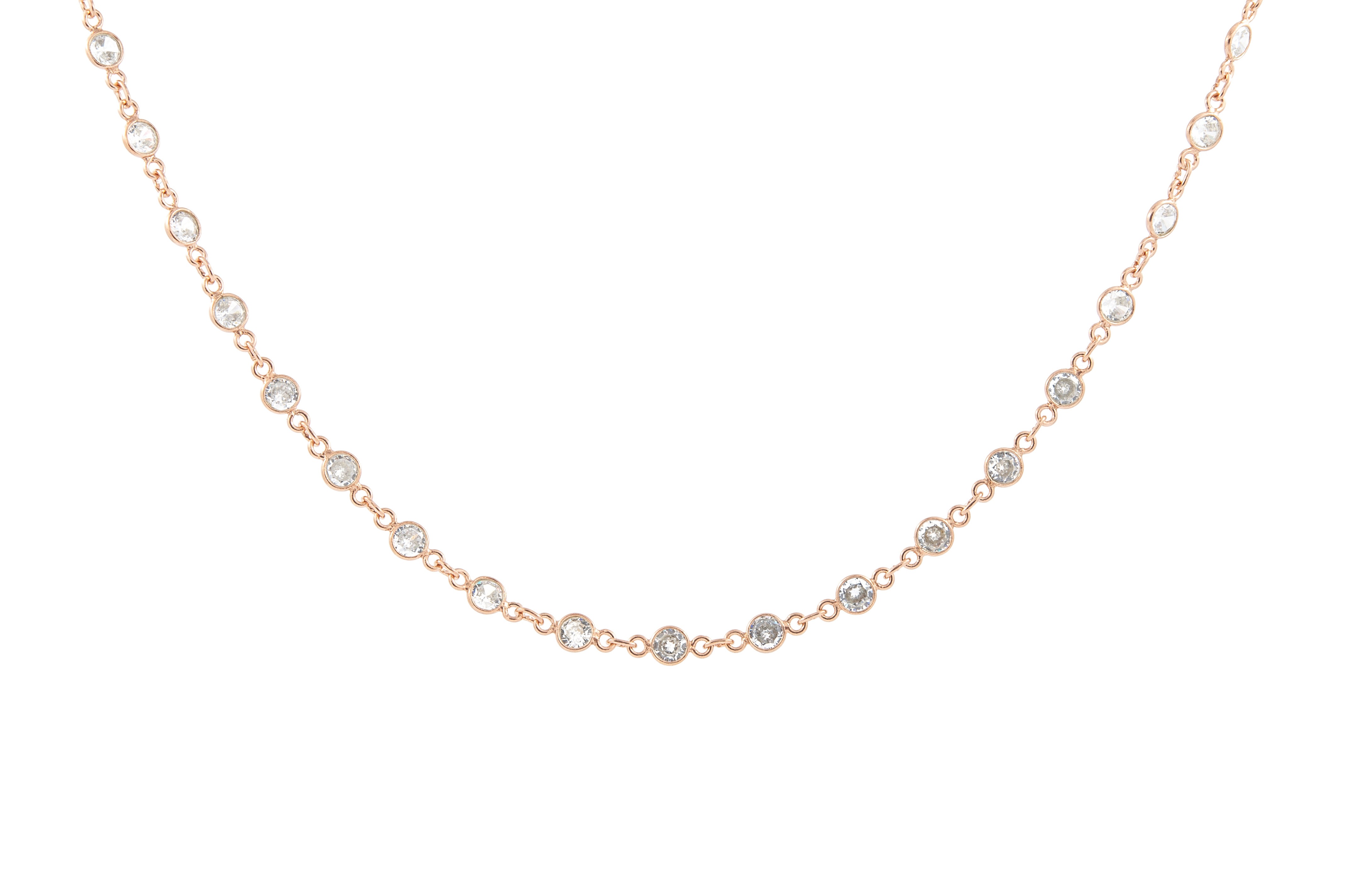 Collana catena brillantini argento rosato