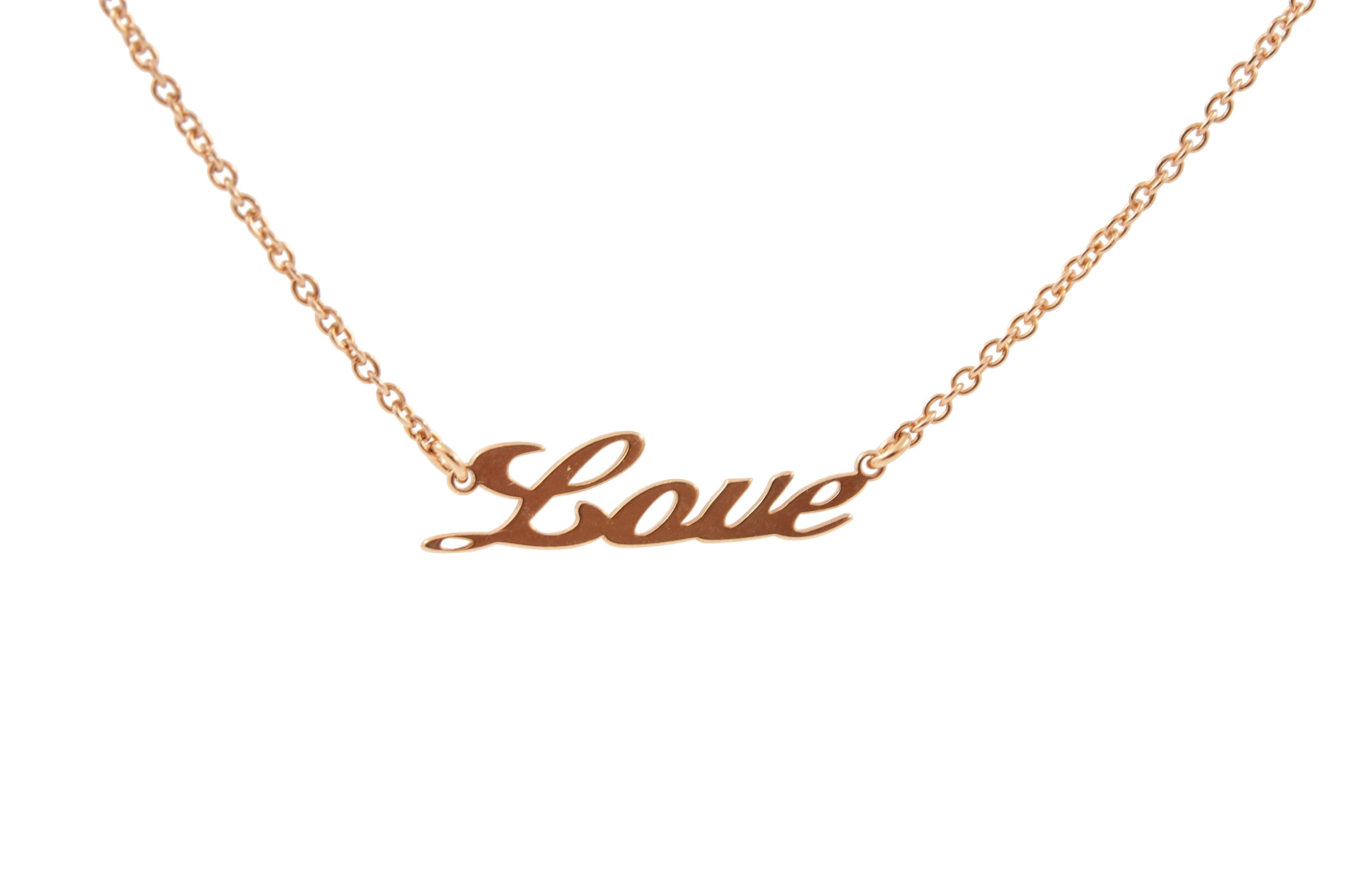 Collana scritta Love argento rosato – Amighini Store