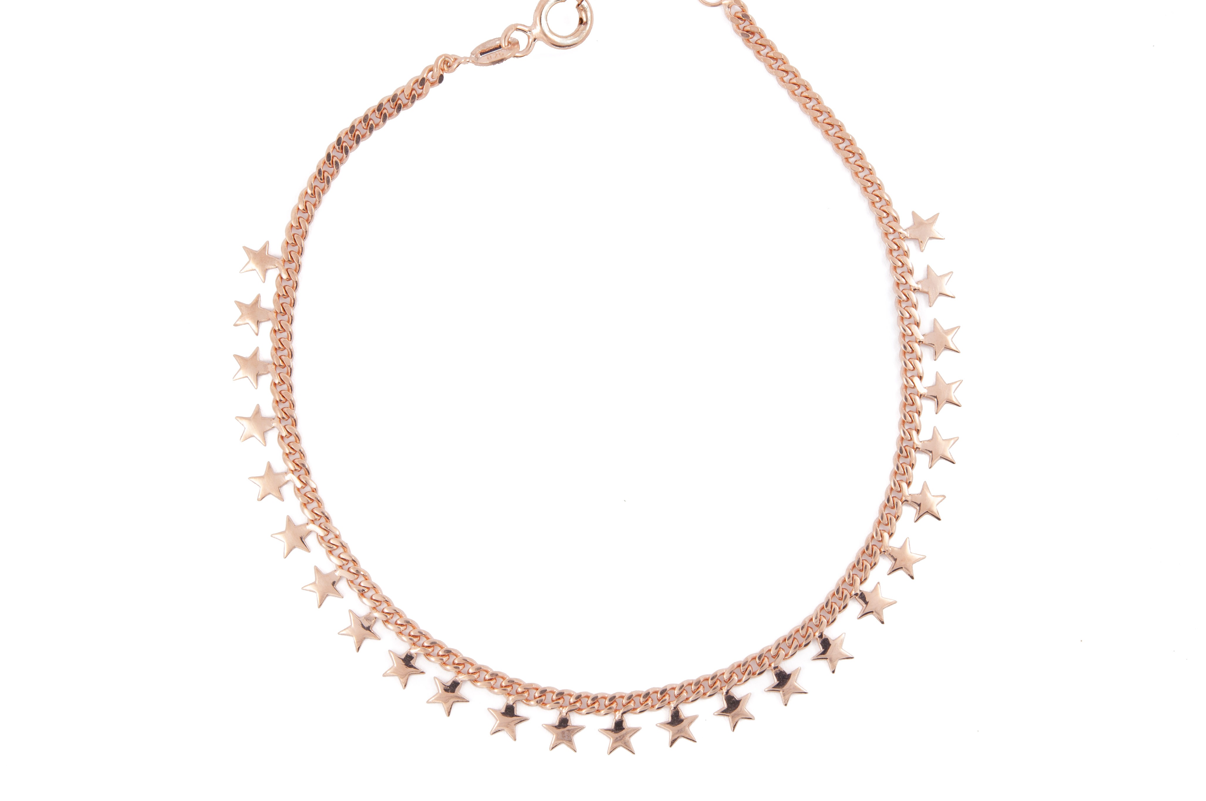 Bracciale catena stelline argento rosato
