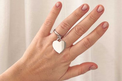 Anello cuore pendente argento - immagine 2