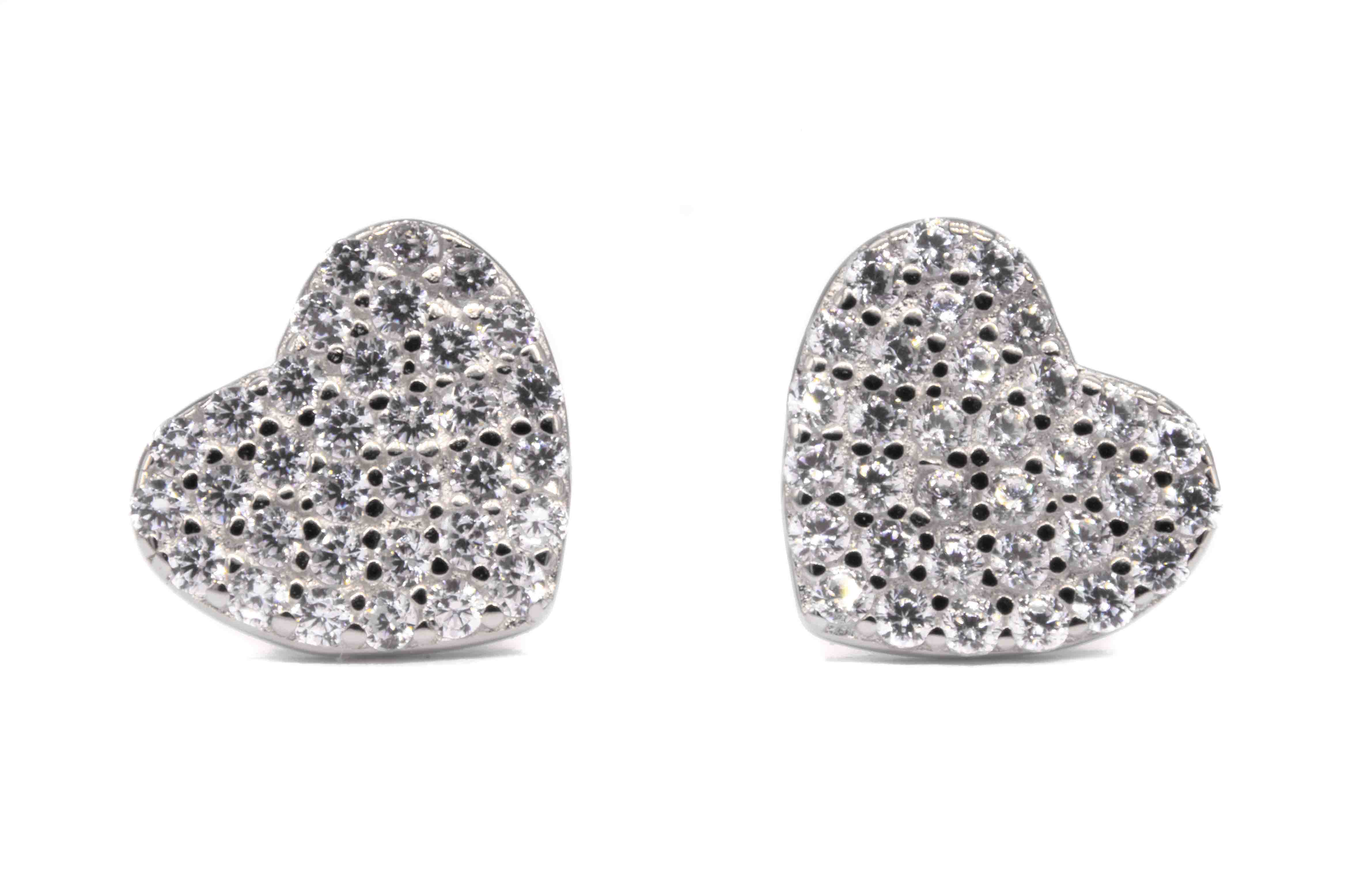 Orecchini cuore brillantini argento