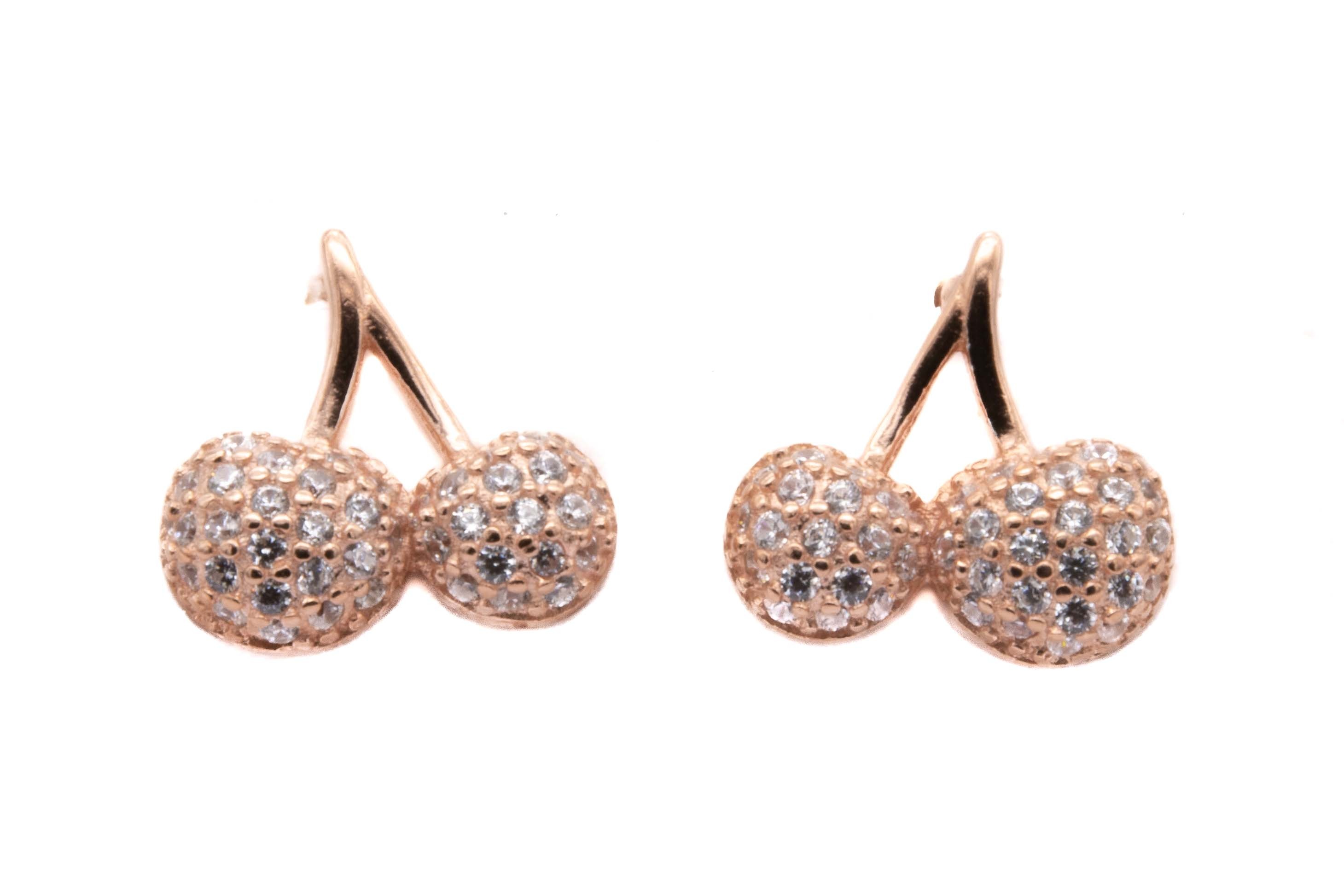 Orecchini ciliegie argento rosato
