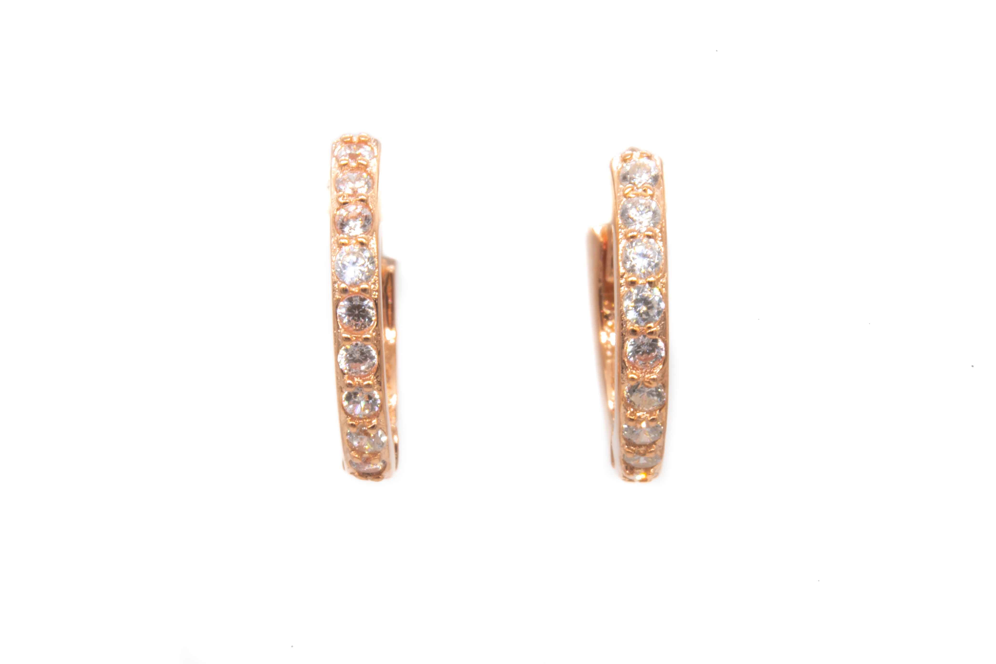 Orecchini cerchio brillantini argento rosato