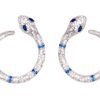 Orecchini serpente maxi blu argento