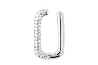Earcuff rettangolare brillantini argento