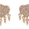 Orecchini cuore con borchie grandi argento rosato