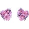 Orecchini cuore solitario rosa argento