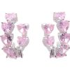 Orecchini semicerchio cuori rosa S argento