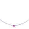 Collana tennis cuore rosa argento