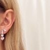 Orecchini cuore solitario rosa argento - immagine 2