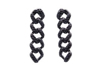 Orecchini cuban chain brillantini argento brunito