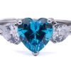 Anello trilogy cuore azzurro argento