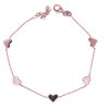 Bracciale cuoricini lisci e zirconi argento rosato