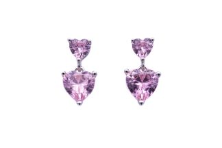 Orecchini cuore doppio rosa argento