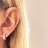 Orecchini cerchio baguettes argento - immagine 3