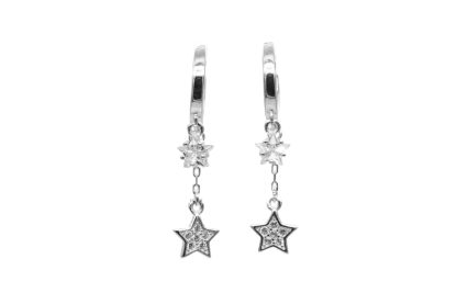 Orecchini cerchio mini stelline argento