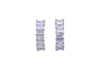 Orecchini cerchio baguettes argento