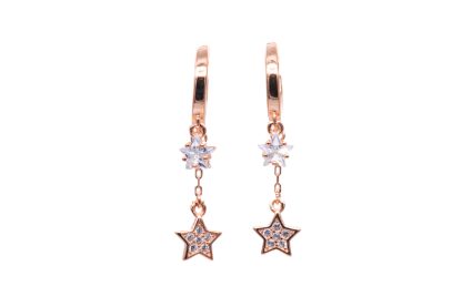 Orecchini cerchio mini stelline argento rosato