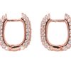 Orecchini ovali brillantini argento rosato