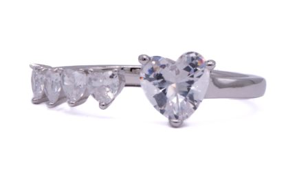Anello cuore e cuoricini argento