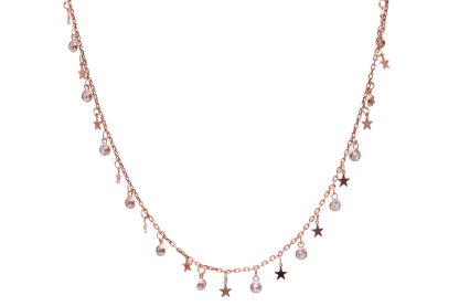 Collana stelline e brillantini argento rosato