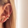 Orecchini earcuff serpente occhi argento dorato - immagine 2