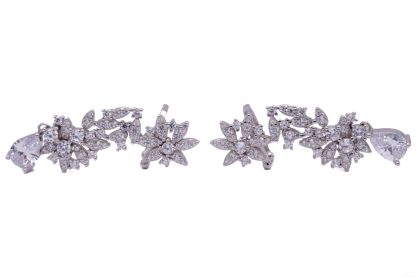 Orecchini earcuff fiori argento