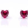 Orecchini cuoricino rosso argento