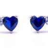 Orecchini cuoricino e brillantino blu argento