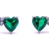 Orecchini cuoricino e brillantino verde argento