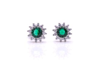 Orecchini Kate tondi mini verde argento